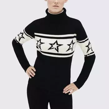 Европейский и американский осенне-зимний облегающий свитер со звездным принтом и высоким воротом, модный, темпераментный, элегантный S белый