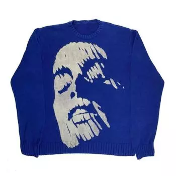 Европейский и американский осенне-зимний трикотаж с круглым вырезом жаккардовый мужской и женский парный свитер уличный пуловер Y2K OneSize чёрный