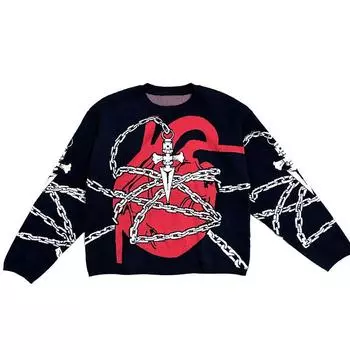 Европейский и американский осенне-зимний уличный ретро женский теплый круглый вырез свободный повседневный вязаный свитер M