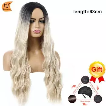 Европейский и американский парик, длинные вьющиеся волосы, женская мода, головные уборы из химического волокна, парик, длинные волосы со средним разделением, волнистые вьющиеся волосы