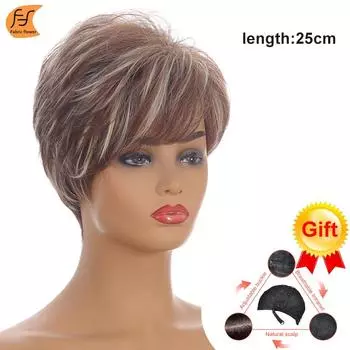 Европейский и американский парик, натуральный смешанный цвет, косая бахрома, короткие волосы, головной убор из химического волокна