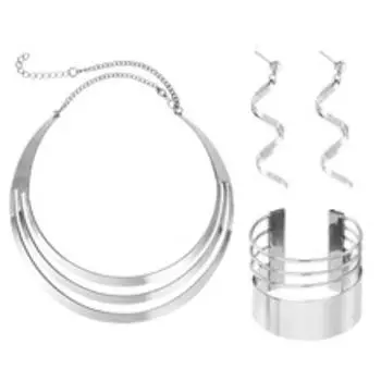 Европейский и американский персонализированный комплект ювелирных изделий, мода, внешняя торговля, многослойное ожерелье, браслет, серьги, комплект из 3 предметов золотой