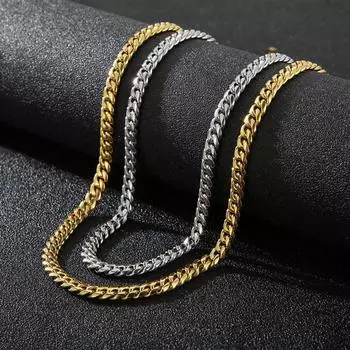 Европейский и американский персонализированный модный браслет с круглым краем и зашифрованным кубинским титановым стальным мужским браслетом, ожерелье 6 мм 65cm