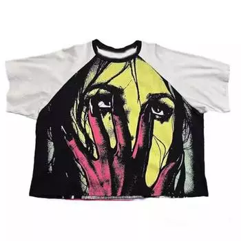 Европейский и американский персонализированный уличный цифровой принт темный стиль модный ретро свободный мужской и женский топ S