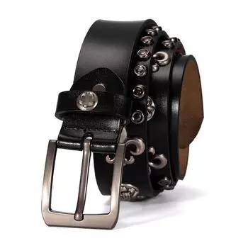 Европейский и американский персонализированный значок с заклепками, декоративный ремень из коровьей кожи с пряжкой в стиле панк, нейтральный мужской и женский кожаный ремень 105cm