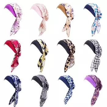 Европейский и американский популярный эластичный широкополый этнический платок, напечатанный ремешок платок шапочка химиотерапия шапочка Jdt-329C average size цветной печати леопарда