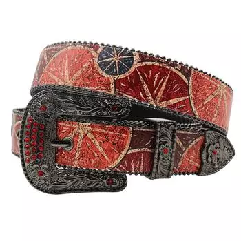 Европейский и американский популярный ремень с принтом из страз Y2K Hip Hop Punk Trend из искусственной кожи 105cm красный