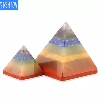 Европейский и американский природный кристалл, чакра, стиль пирамиды, каменный орнамент, семицветный слой камня для йоги Small-Size