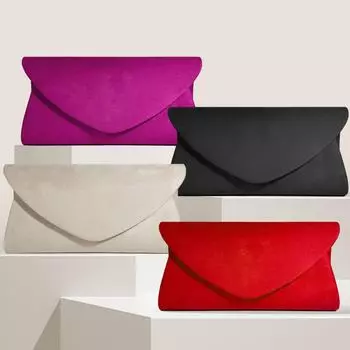 Европейский и американский простой фланелевый вечерний клатч в форме сердца для женщин чёрный