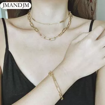 Европейский и американский простой и холодный ветер, скрепка для бумаг, толстая цепочка, женский браслет в стиле хип-хоп, кубинский браслет