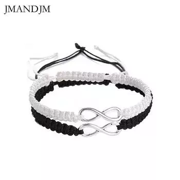 Европейский и американский простой сплав, 8 символов, неограниченное плетение, регулируемый браслет, браслет для дружбы, пара, ручная веревка чёрный