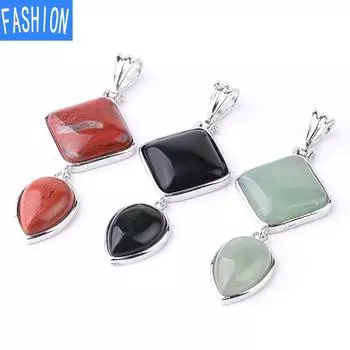 Европейский и американский простой темпераментный двухслойный кулон из натурального камня, геометрический кулон с каплей воды, женский бриллиант opal