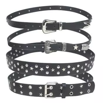 Европейский и американский ремень с заклепками в виде пентаграммы, ремень с металлическим воздушным глазом, мужские и женские ремни, ремень для джинсов в стиле панк-металлик