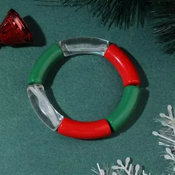 Европейский и американский ретро-браслет из смолы и жемчуга: Женские эластичные акриловые трубчатые бусины рождественские украшения SL014