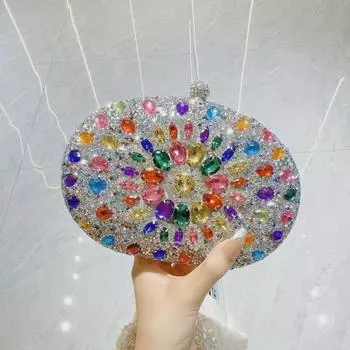 Европейский и американский ретро-клатч с бриллиантами: Элегантная сумочка Princess для бара, караоке-вечеринки или ужина. чёрный