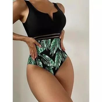 Европейский и американский сексуальный цельный женский купальник бикини с принтом S