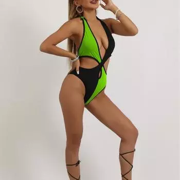 Европейский и американский сексуальный цельный купальник, сплошной цвет, нейлоновый купальник, женский крест S