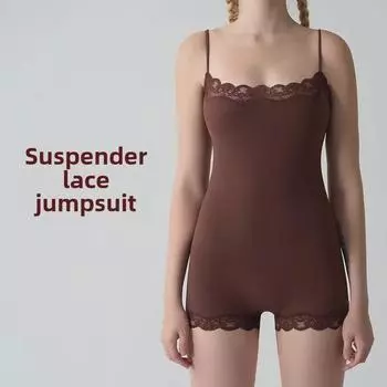 «Европейский и американский сексуальный кружевной регулируемый облегающий комбинезон с дышащим дизайном, приподнимающим бедра» Extra Large