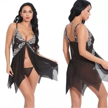 Европейский и американский сексуальный сетчатый комплект нижнего белья и пижамы для женщин Extra Large