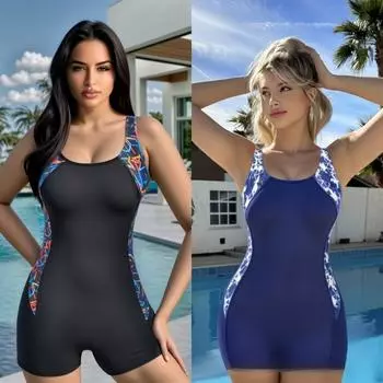 Европейский и американский сексуальный спортивный цельный купальник женский бикини больших размеров M чёрный