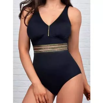Европейский и американский слитный купальник для женщин, однотонный купальник с V-образным вырезом и плетением S чёрный