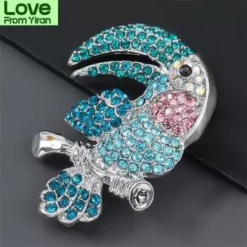 Европейский и американский сплав горный хрусталь тукан тукан брошь женская булавка сетка красный тренд корсаж аксессуары