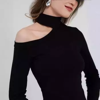 Европейский и американский сплошной цвет, сексуальный комбинезон для фитнеса и спорта, женский с высоким воротником S чёрный