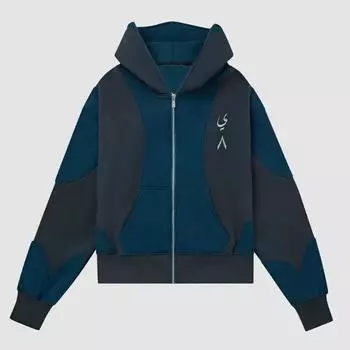 Европейский и американский стиль Ins осень-зима цветные блоки сращивание уличная повседневная молния вышитые буквы толстовка с капюшоном M синий