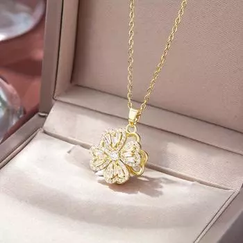 Европейский и американский стиль Ins вращающийся на 360° четырехлистный клевер кулон ожерелье банкетные ювелирные изделия аксессуары
