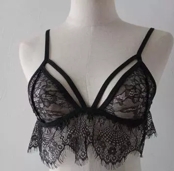 Европейский и американский стиль, модный кружевной слинг, полый бюстгальтер, сексуальное женское белье S белый