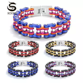 Европейский и американский стиль, несколько креативных велосипедных цепей, ювелирные изделия в стиле рок-хип-хоп, мужской и женский браслет из нержавеющей стали для велосипеда 22cm синий