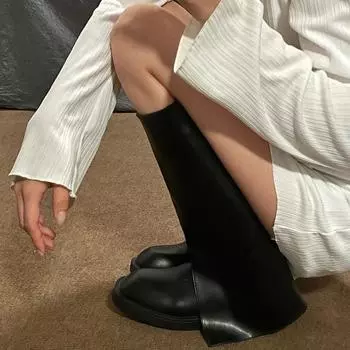 Европейский и американский стиль новые квадратные модные брюки сапоги, но сапоги до колена сапоги рыцаря Spice girl сапоги на толстой подошве женские 35 чёрный