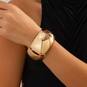 Европейский и американский стильный круглый гладкий металлический браслет Bracelet 2710 золотой