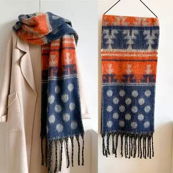 Европейский и американский стиль осень и зима новый товар, искусственный кашемир, удлиненный и утолщенный универсальный шарф с кисточками, шаль, круглый цвет 220*42cm