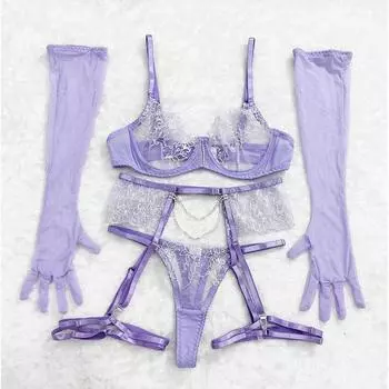 Европейский и американский стиль ретро марля розовый фиолетовый вышитый ремешок кружево Pink purple M