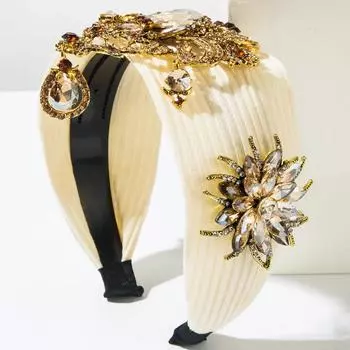 Европейский и американский стиль тяжелой промышленности, роскошная повязка на голову с бриллиантами в виде цветка, этнический стиль, высококлассные аксессуары для волос для бала