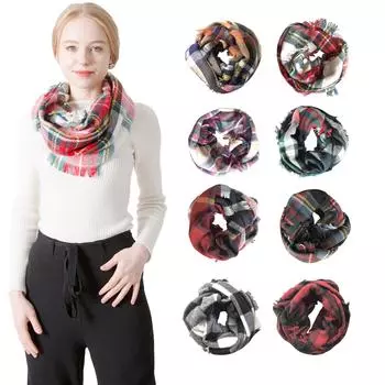 Европейский и американский стиль Женская мода осень и зима теплая пашмина цветная клетчатая шаль двусторонний шарф с кисточками