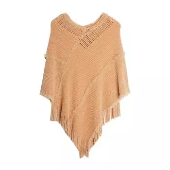 Европейский и американский стиль Женская мода пуловер накидка весна осень зима пашмина летучая мышь свитер однотонный ажурный вязаный платок