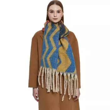 Европейский и американский стиль Женская мода волнистый узор шарф осень и зима утолщенный теплый платок жаккард кисточка пашмина