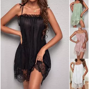Европейский и американский стиль женская сексуальная кружевная ночная рубашка пижама летняя домашняя одежда ночная рубашка S