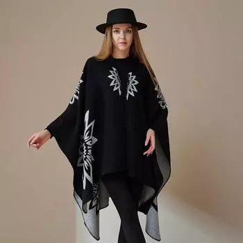 Европейский и американский стиль Женская шаль Осенне-зимний теплый шарф Простая модная накидка Толстый вязаный плащ