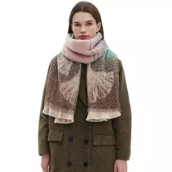 Европейский и американский стиль женский модный шарф осень зима теплая пашмина гинкго листья жаккардовая шаль