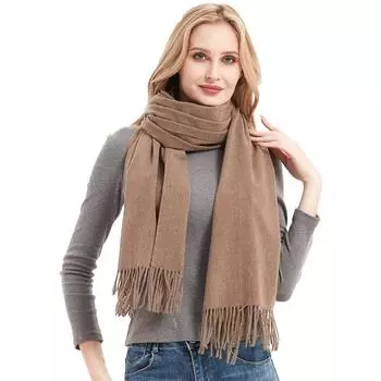Европейский и американский стиль женский осенне-зимний теплый шарф однотонная шаль полиэстер кисточка пашмина