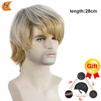 Европейский и американский светло-золотой короткий мужской парик из химического волокна с короткими волосами