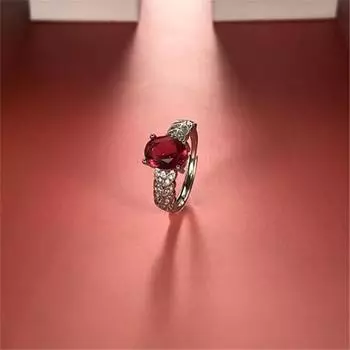 Европейский и американский темперамент, имитация натурального голубиного кроваво-красного турмалина, открытое кольцо для женщин, цветное драгоценное кольцо с инкрустацией бриллиантами adjustable
