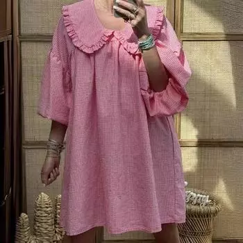 Европейский и американский топ с длинным рукавом и воротником-фонариком Large светло-зеленый