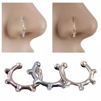 Европейский и американский тренд C-образный ромб - инкрустированное кольцо в носу Нос золотистый