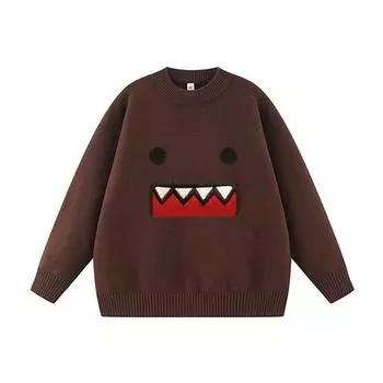 Европейский и американский тренд осени и зимы, теплый вышитый свитер для мужчин и женщин XS коричневый