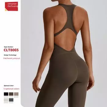 Европейский и американский высокоэластичный комбинезон для йоги с открытой спиной для женщин 8/S