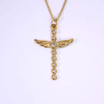 Европейский и американский высококлассный набор ожерелий с крестообразным дизайном, с белыми бриллиантами, натуральным жемчугом, хип-хоп нишевая бижутерия